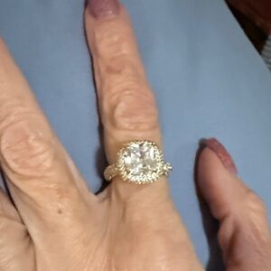 BP Gold Halo Ring with Clear CZ Center Stone